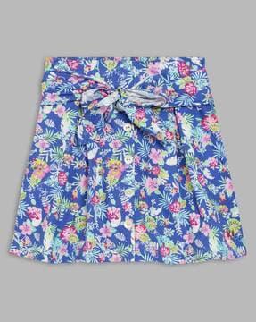 floral print skirt with tie-up