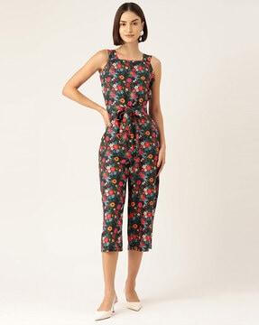 floral print sleeveless jumpsuit