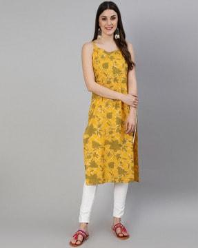 floral print sleeveless kurti