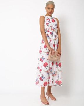 floral print sleeveless maxi dress