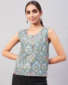 floral print sleeveless top