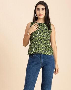 floral print sleeveless top