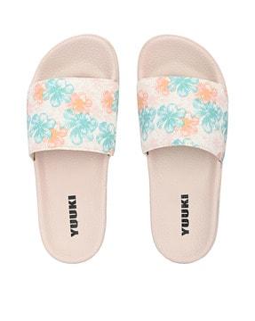 floral print slides