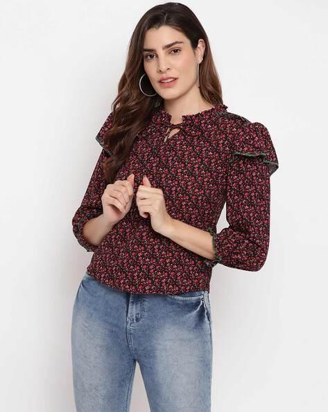 floral print slim fit blosuon top