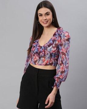 floral print slim fit blouse