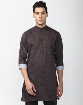 floral print slim fit cotton kurta