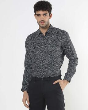 floral print slim fit cotton shirt