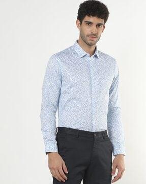 floral print slim fit cotton shirt