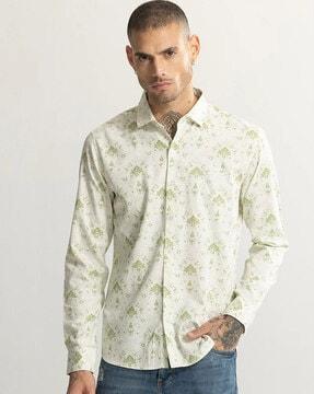 floral print slim fit cotton shirt