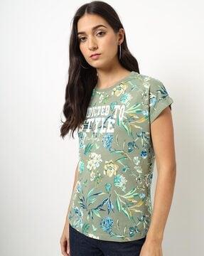 floral print slim fit crew-neck t-shirt