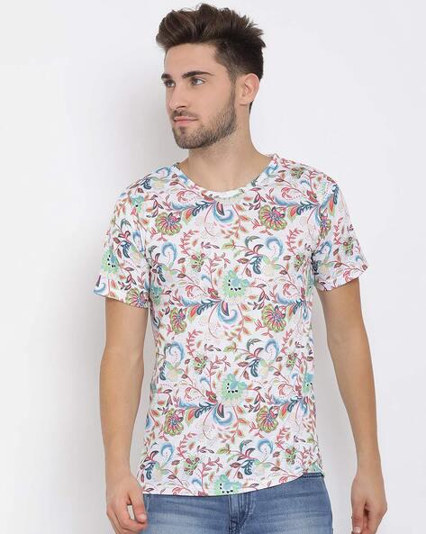 floral print slim fit crew-neck t-shirt