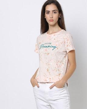 floral print slim fit crew-neck t-shirt