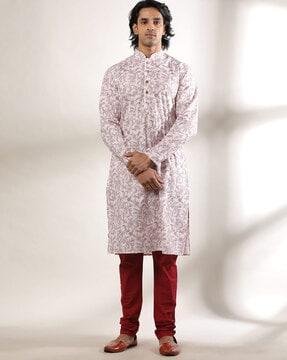 floral print slim fit kurta