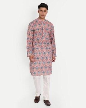 floral print slim fit long kurta