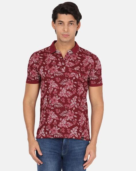 floral print slim fit polo t-shirt