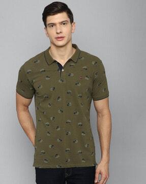 floral print slim fit polo t-shirt