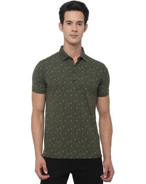 floral print slim-fit polo t-shirt