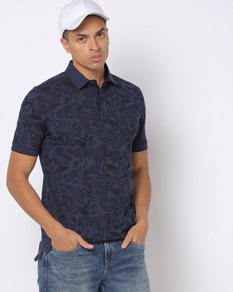 floral print slim fit polo t-shirt