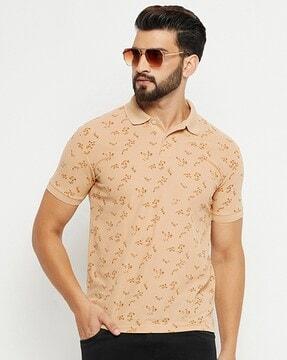 floral print slim fit polo t-shirt