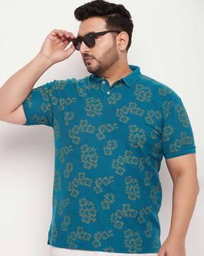 floral print slim fit polo t-shirt