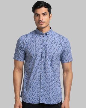 floral print slim fit shirt with button-down collar