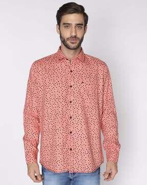 floral print slim fit shirt with patch pocket