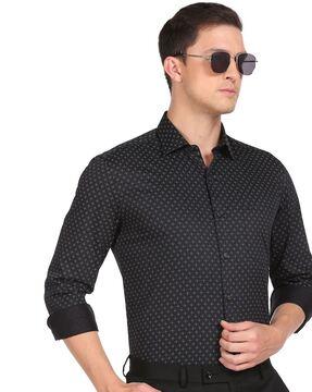 floral print slim fit shirt with patch pocket