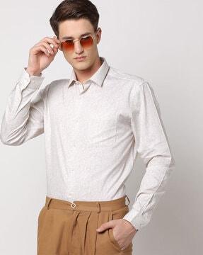 floral print slim fit shirt with patch pocket