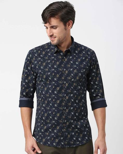 floral print slim fit shirt with patch pocket