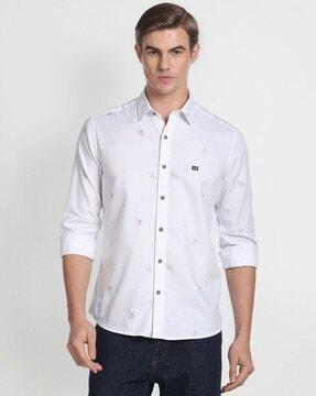 floral print slim fit shirt with patch pocket