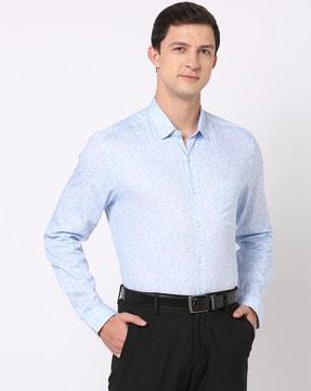 floral print slim fit shirt with patch pocket