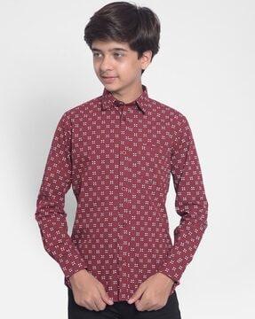 floral print slim fit shirt with patch pocket