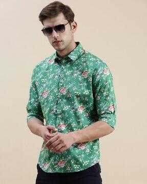 floral print slim fit shirt