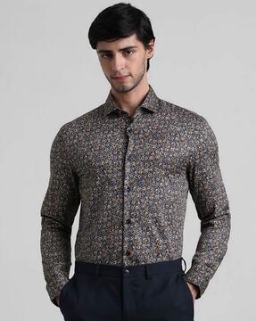 floral print slim-fit shirt