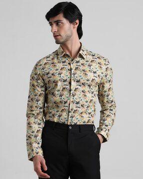 floral print slim-fit shirt