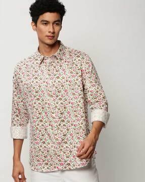 floral print slim fit shirt