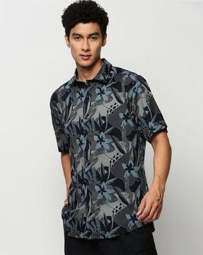 floral print slim-fit shirt