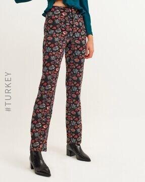 floral print slim fit trousers