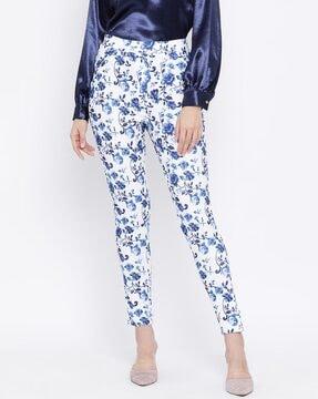 floral print slim fit trousers