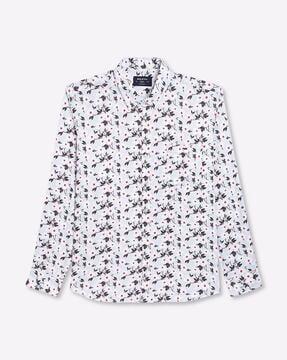 floral print slim fit with patch pocket