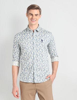 floral print slim shirt