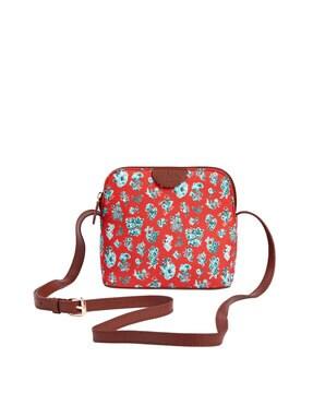 floral print sling bag with adjustable belt