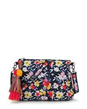 floral print sling bag with adjustable strap