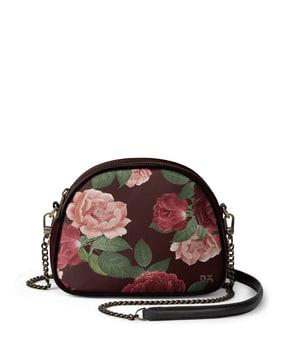floral print sling bag with chain strap