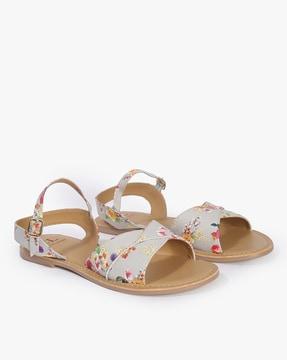 floral print slingback flat sandals