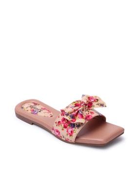 floral print slip-on flat sandals