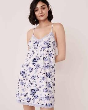 floral print slip with lace trim