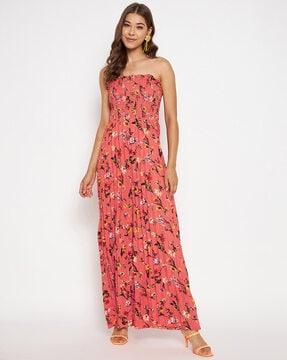 floral print smocked jumpsuit