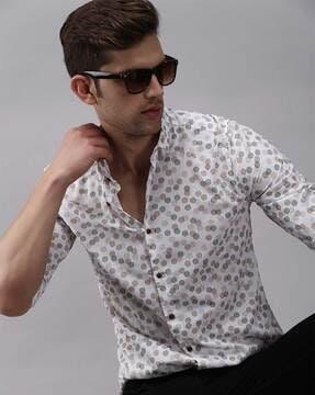 floral print spread-collar shirt