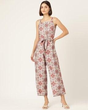 floral print square-neck jumpsuit